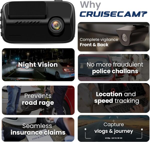 Boult Cruisecam X5 Pro 4K Dual Dash Camera for Car